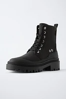 WOVEN LACED ANKLE BOOTS