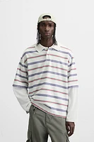 STRIPED LAYERED EFFECT POLO SHIRT