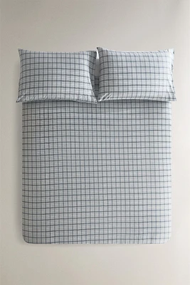 DYED COTTON DUVET COVER WITH CHECK PRINT