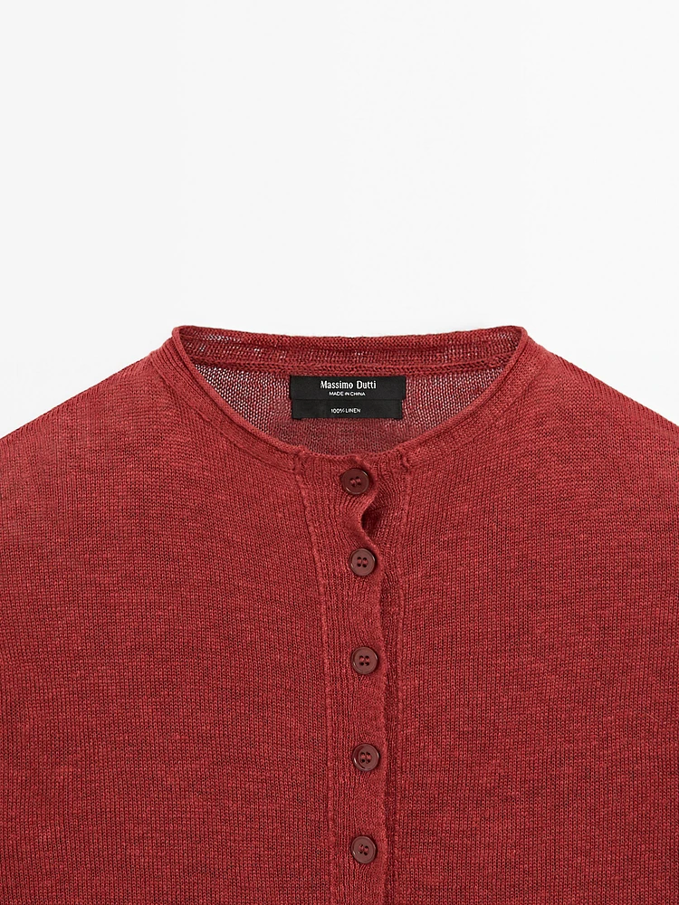 100% linen long sleeve cardigan