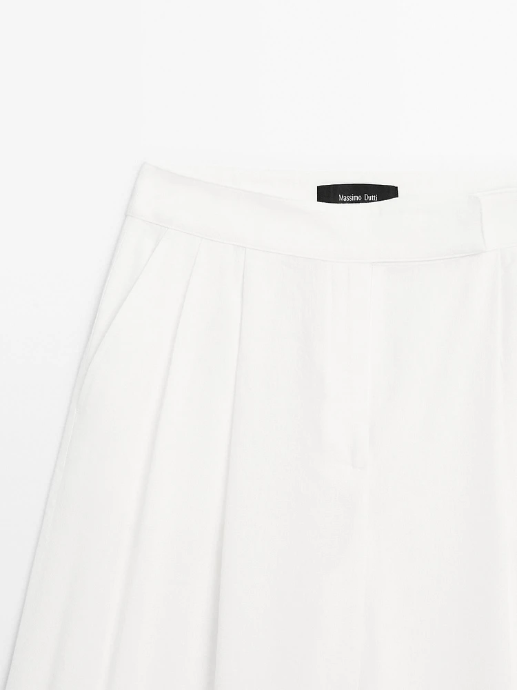 Pantalon palazzo lin à pinces