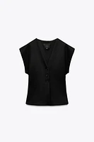 TOP GILET EN TISSU AVEC LAINE
