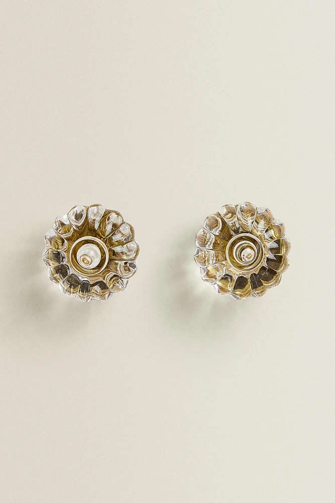 LOT BOUTONS DE PORTE ACRYLIQUE FLEUR (LOT DE 2)