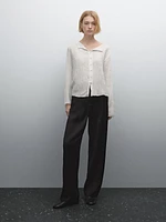 Pantalon fluide satiné et texturé