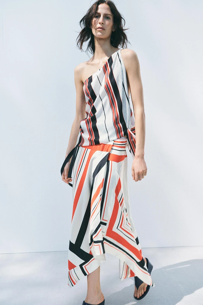 ASYMMETRIC STRIPED SKIRT ZW COLLECTION