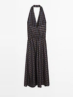 Robe longue ample imprimée à encolure américaine
