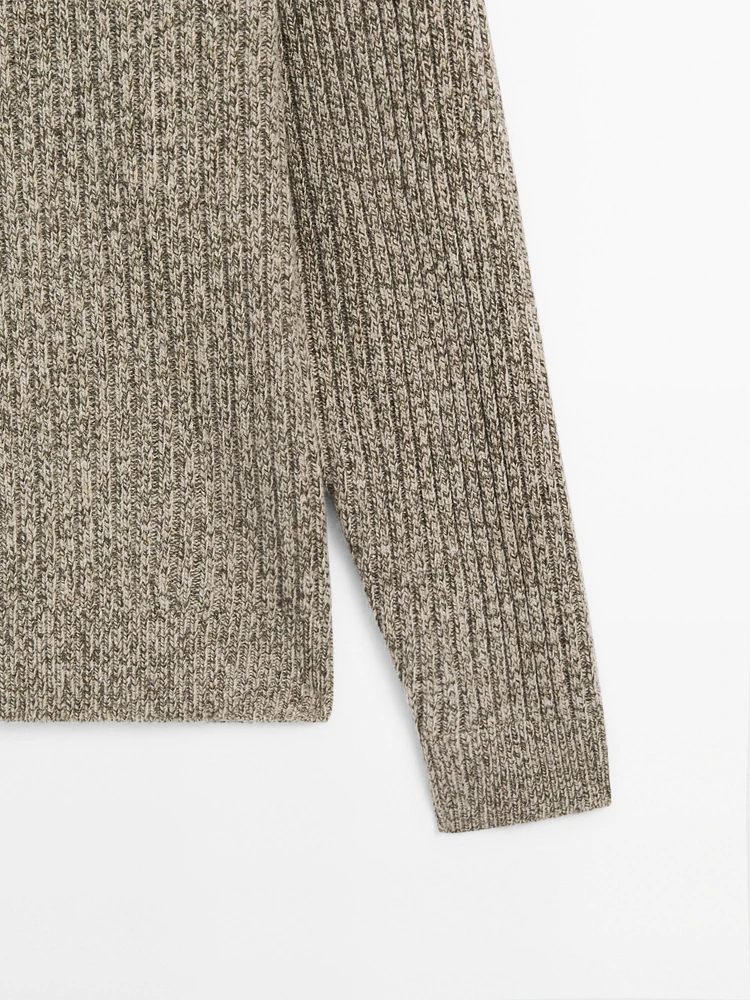 Pull en maille moulinée de laine mélangée