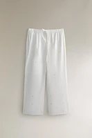 PANTALON COTON FLEURS BRODÉES