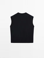 Veste sans manches en maille à col V