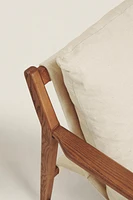 WOODEN ACCENT CHAIR WITH REMOVABLE CUSHION