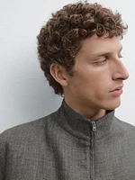 Blouson texturé délavé en lin mélangé