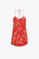 FLORAL GODET PRINT DRESS