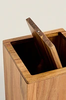 CORBEILLE À PAPIER CARRÉE SALLE DE BAIN BOIS GRAND FORMAT