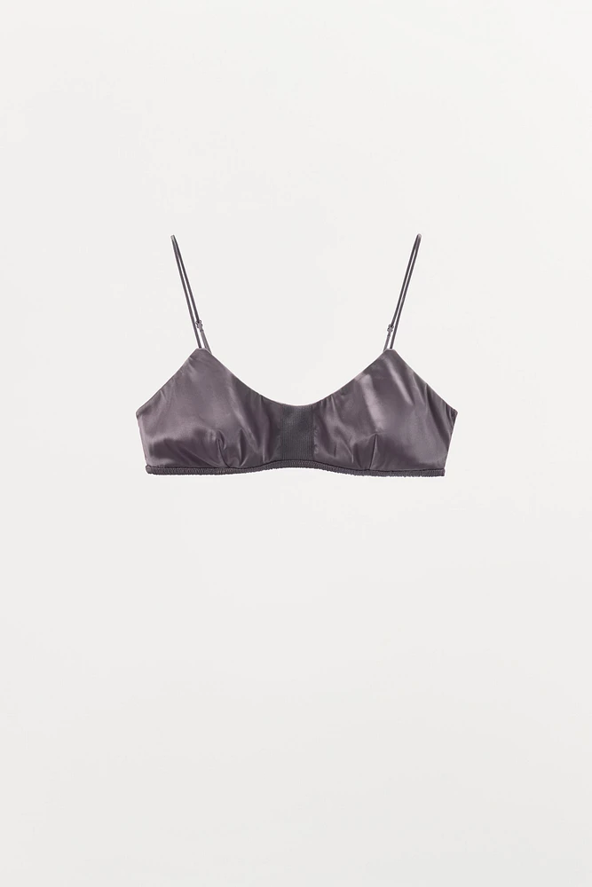SATIN RIBBED BRALETTE