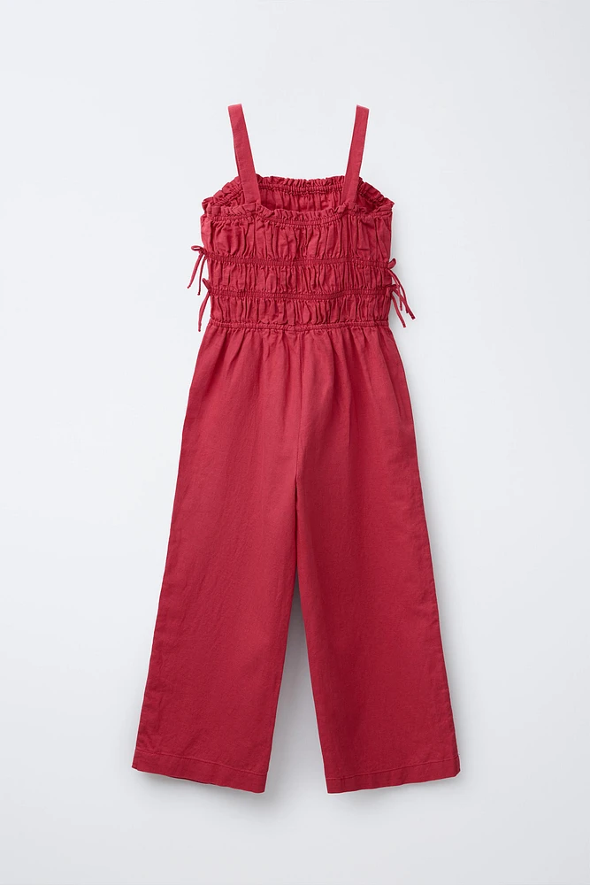 LINEN BOW LONG JUMPSUIT