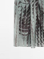 Printed midi skirt with gathered detail