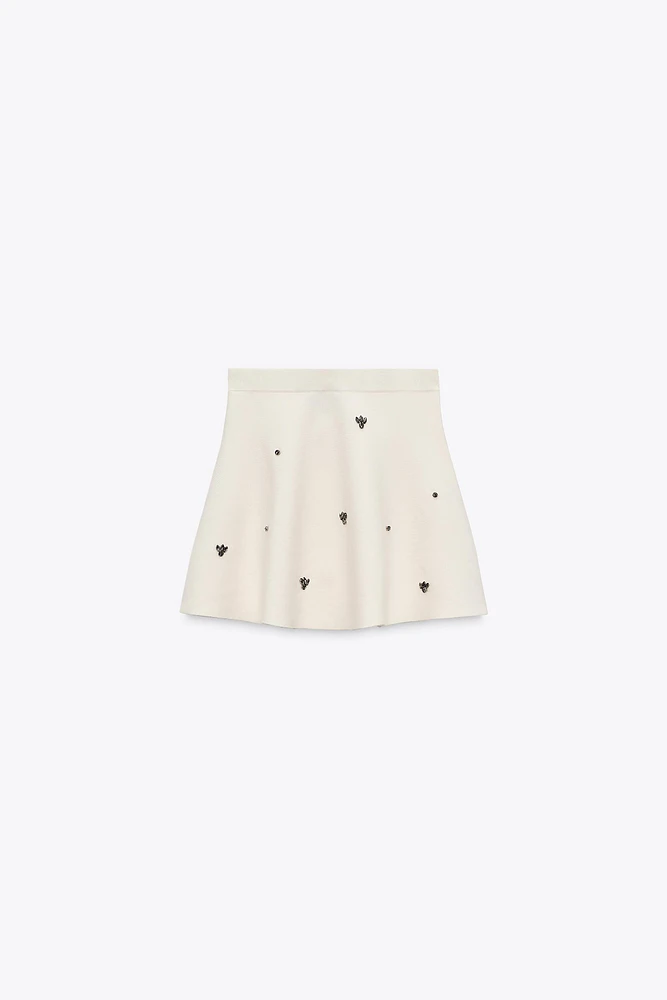 JEWEL BEAD KNIT SKIRT