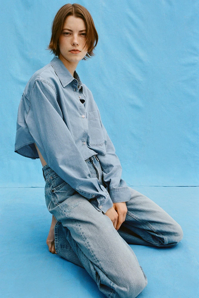 CHEMISE COURTE EN JEAN TRF