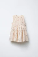 TEXTURED WEAVE FLORAL PINAFORE DRESS