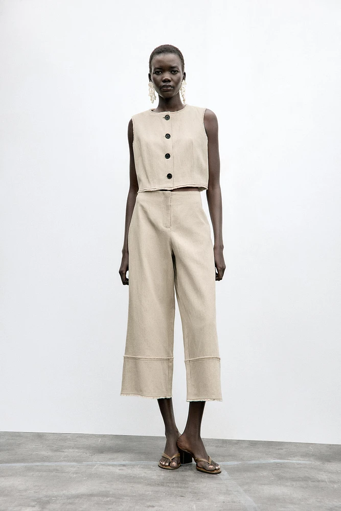 GILET RUSTIQUE EFFRANGÉ AVEC LIN