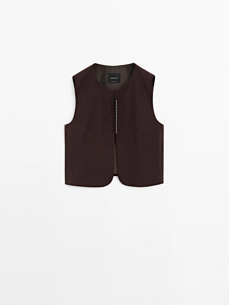 Linen blend beaded waistcoat