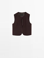 Linen blend beaded waistcoat