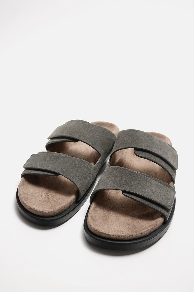 DOUBLE STRAP LEATHER SANDALS