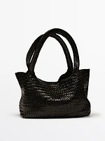 Sac tote tressé moyen format en cuir nappa