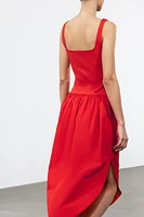 CONTRASTING MIDI DRESS
