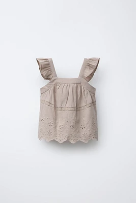 TOP BRODÉ COTON LIN