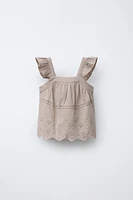 EMBROIDERED COTTON LINEN TOP