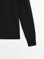 Pull en maille de coton à col boutonné