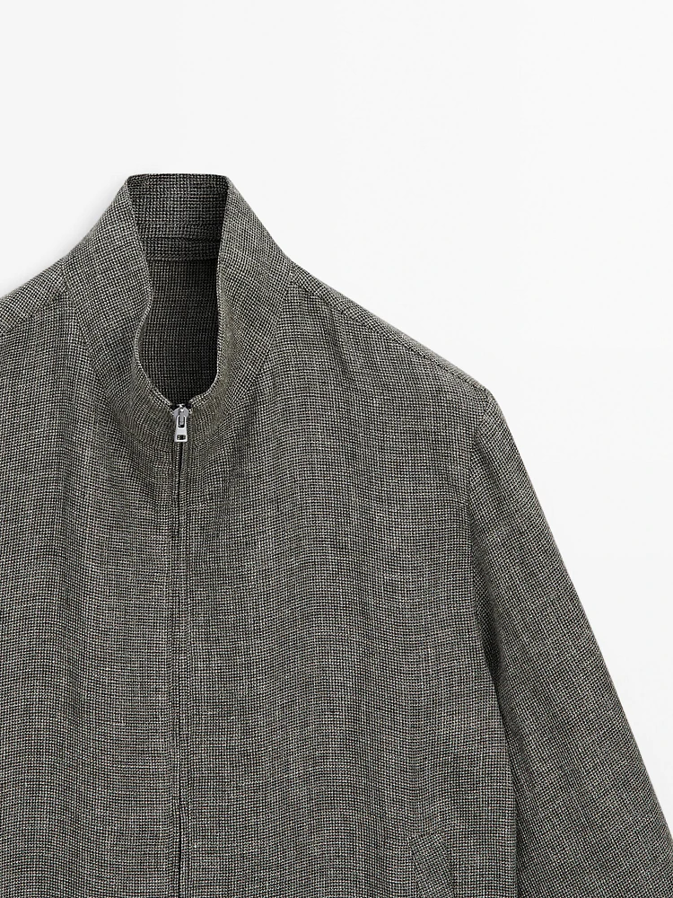 Blouson texturé délavé en lin mélangé