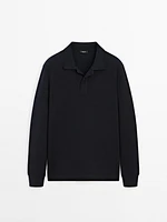 Pull polo en coton mélangé