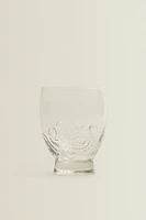 RAISED FLORAL DESIGN GLASS TUMBLER