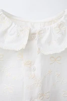 BLOUSE AND PANTIES WITH EMBROIDERED BOWS