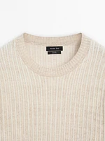 Pull 100 % lin à col rond et bord-côte