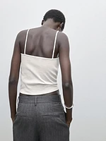 Top en maille à bretelles et dentelle