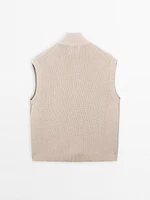Veste sans manches en maille de coton à fermeture Éclair