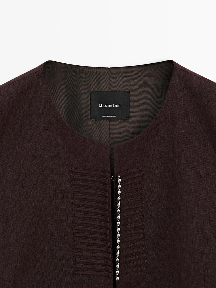 Linen blend beaded waistcoat
