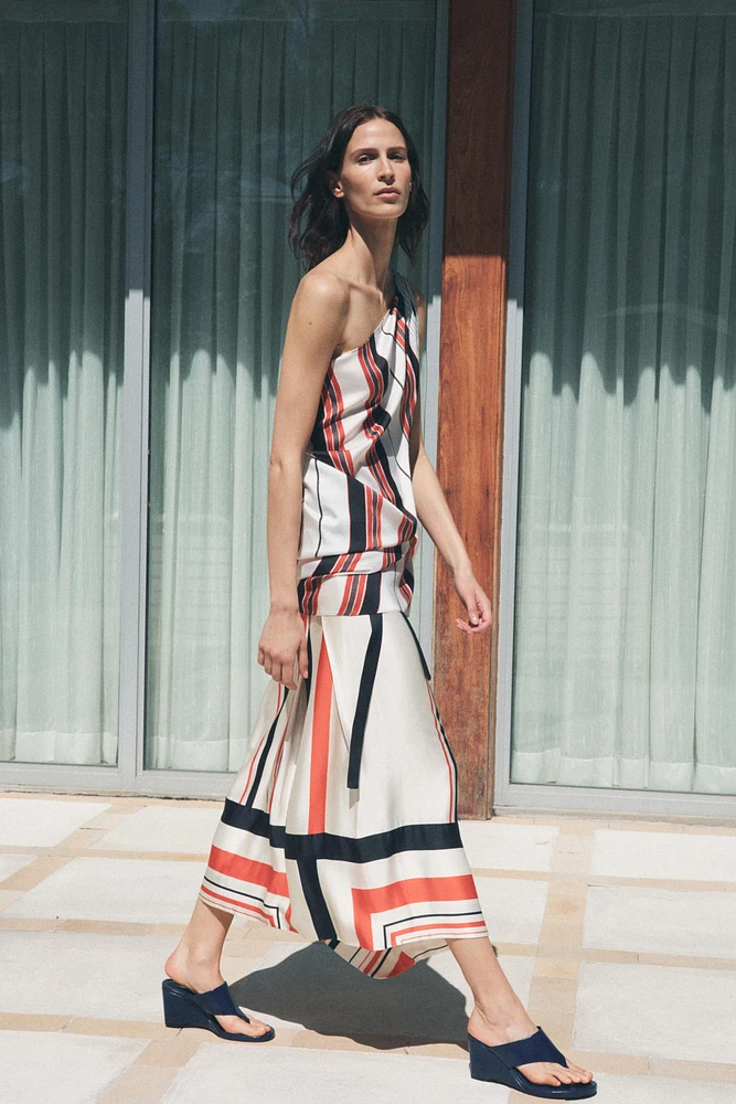 ASYMMETRIC STRIPED SKIRT ZW COLLECTION