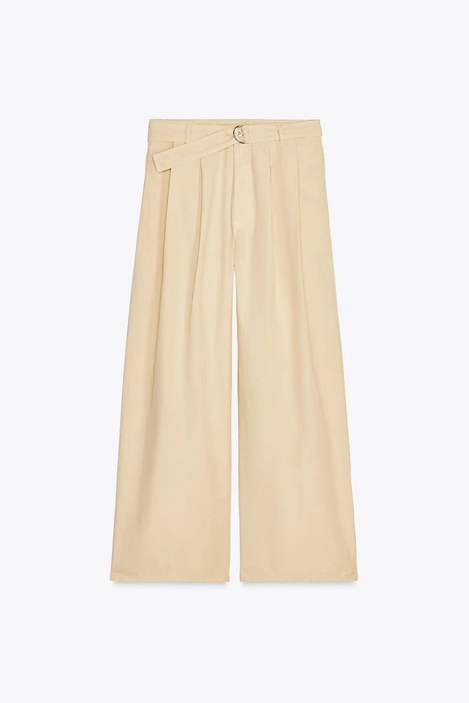 PLEATED BELTED PANTS