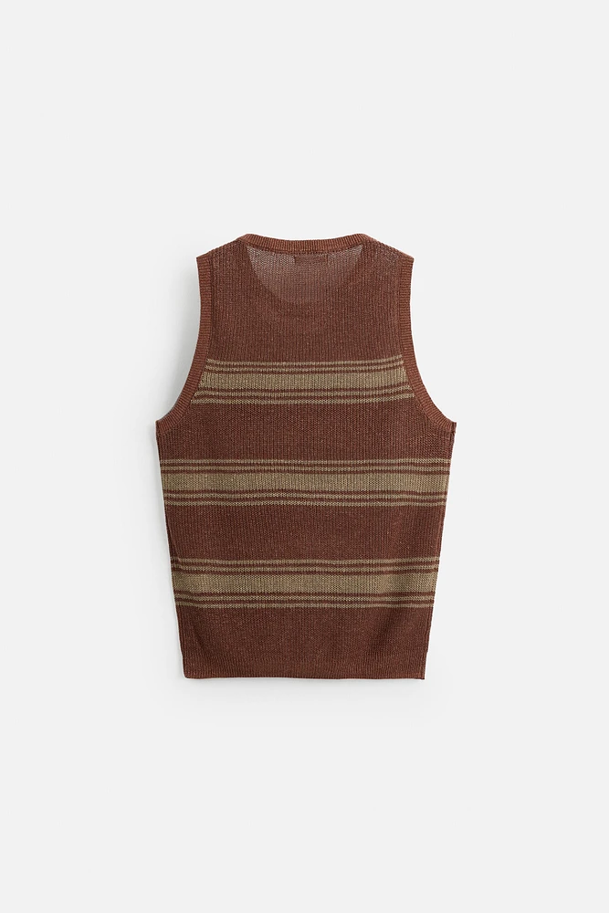 LINEN VISCOSE KNIT TANK TOP
