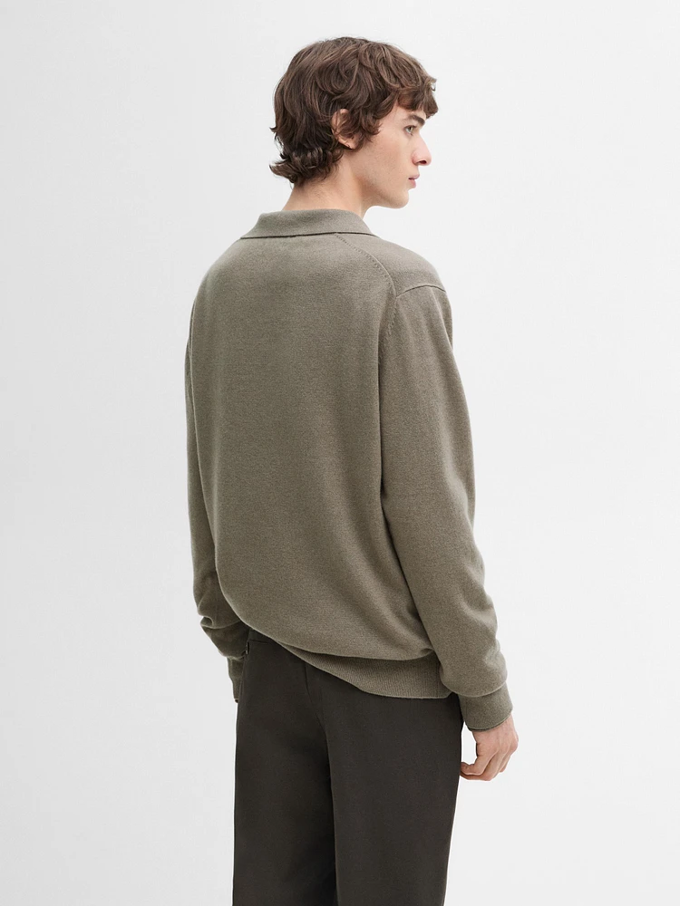 100% cashmere knit polo collar sweater