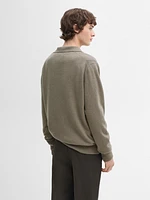 100% cashmere knit polo collar sweater