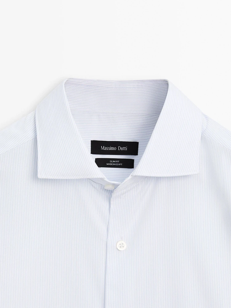 Slim fit striped 100% cotton shirt