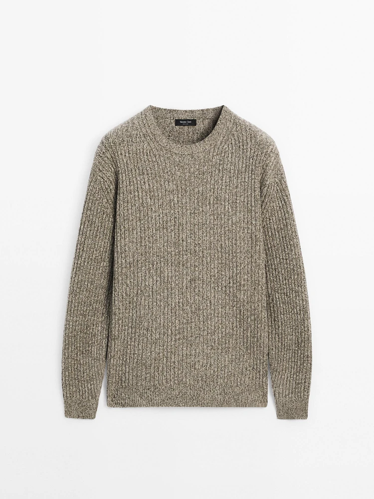 Pull en maille moulinée de laine mélangée