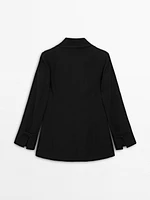Linen blend blazer with fastening detail