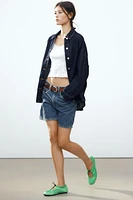 SATIN EFFECT RUCHED BALLET FLATS