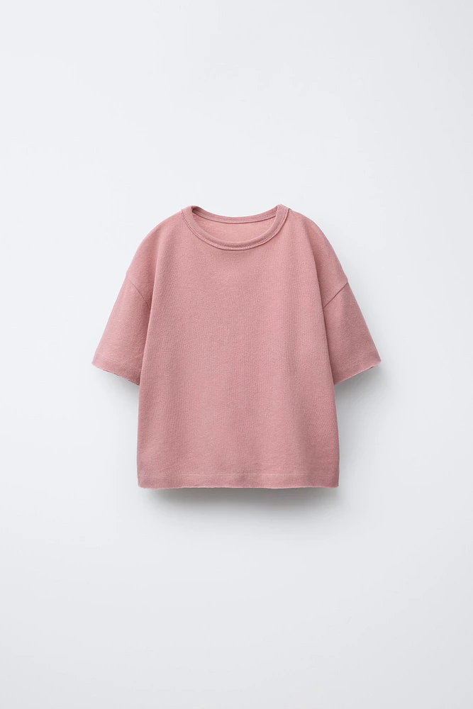 WASHED EFFECT T-SHIRT WITH COTTON AND LINEN